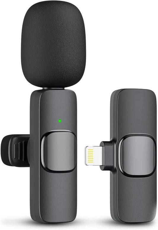 Micrófono corbata inalámbrico profesional para iPhone iPad, micrófono de clip omnidireccional inalámbrico, micrófono Plug-Play