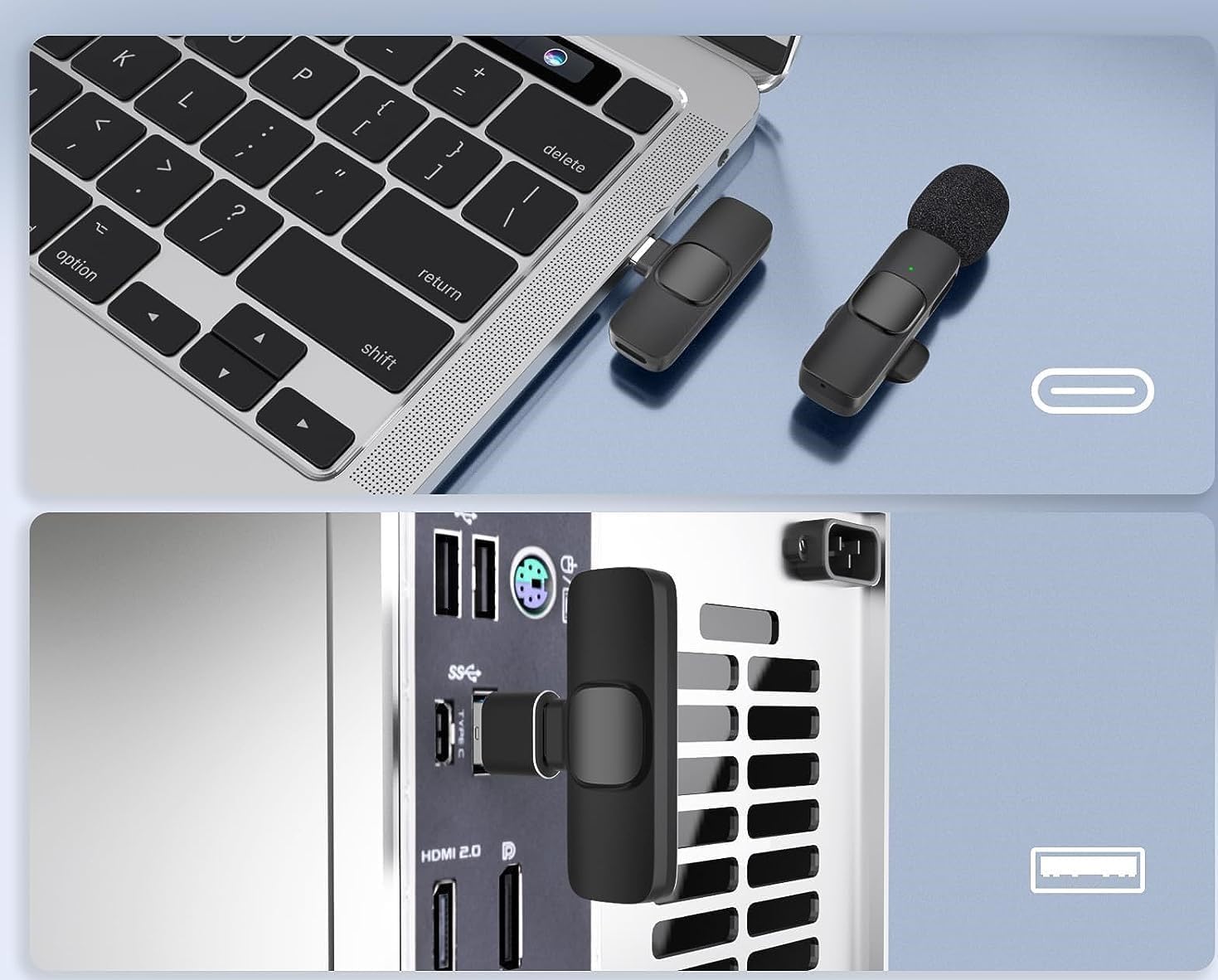 Micrófono inalámbrico para Android, iPhone (nuevo 15), PC, portátil, iPad (USB-C), tableta, cámara, Plug-Play, grabación de video, transmisión en vivo, vlogging, YouTube, entrevista, Instagram