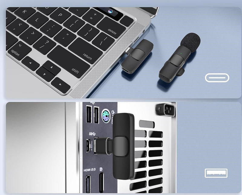 Micrófono inalámbrico para Android, iPhone (nuevo 15), PC, portátil, iPad (USB-C), tableta, cámara, Plug-Play, grabación de video, transmisión en vivo, vlogging, YouTube, entrevista, Instagram