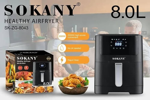 Freidora de Aire Sokany 8L – Cocina Saludable, Rápida y Sin Aceite (2000w)