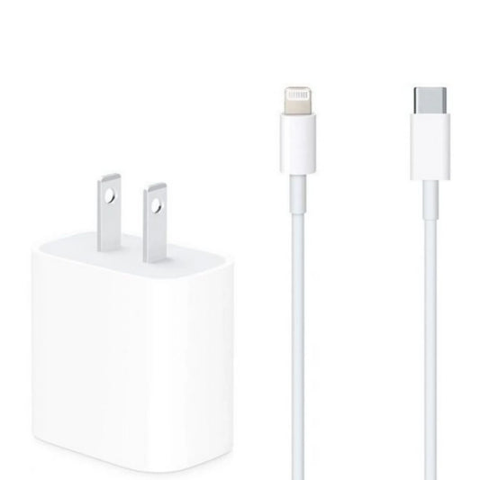Set Apple Lightning a USB C + Cargador 20W Carga rápida Apple Original