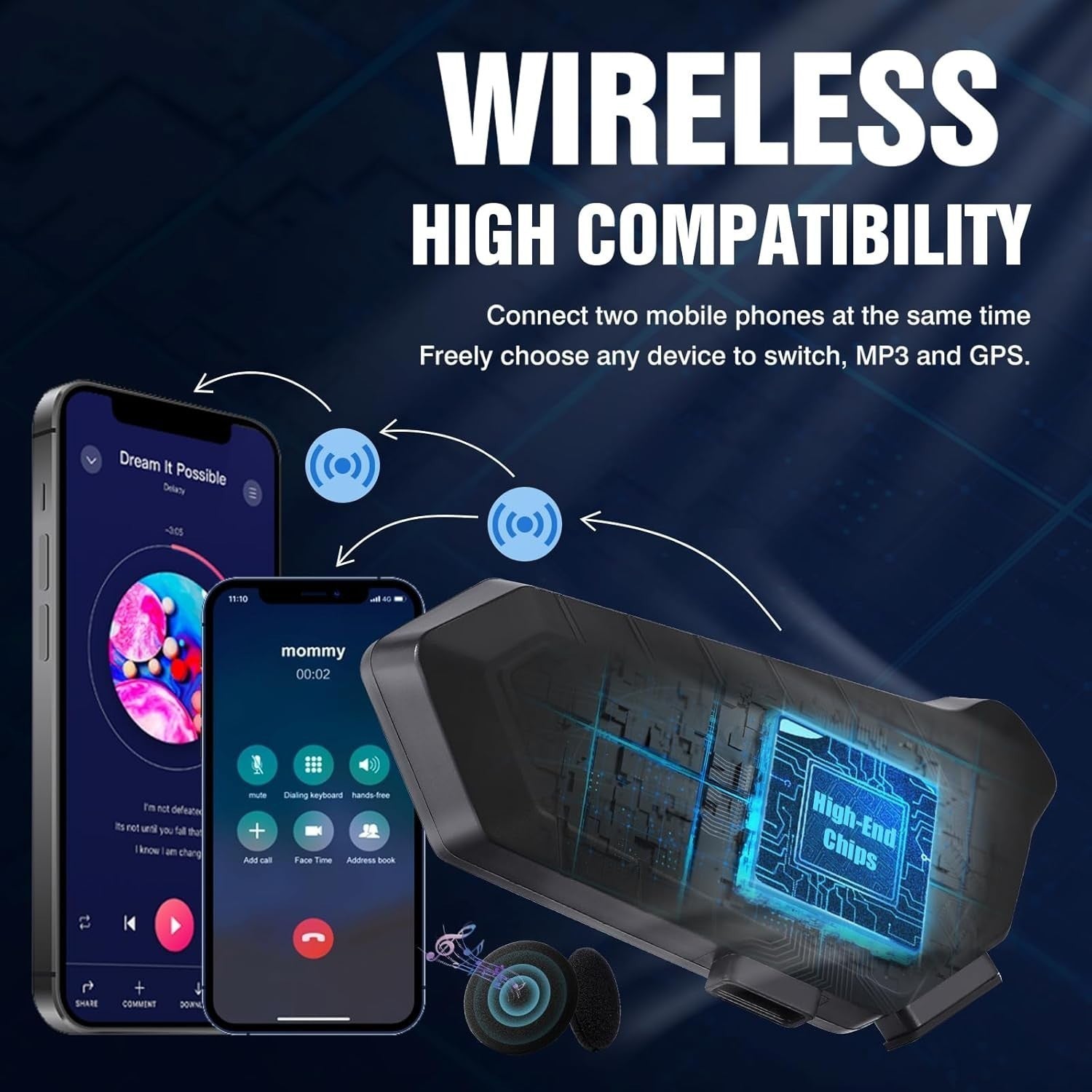 Auricular Bluetooth 5.3 para Casco de Moto K06A | IPX6 Impermeable | GPS + Llamadas Manos Libres | Ecuador