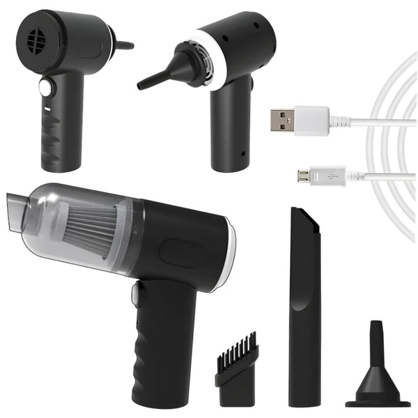 Mini Aspiradora Portátil Inalámbrica para Auto y Casa - Recargable USB con 3 Boquillas | Ecuador
