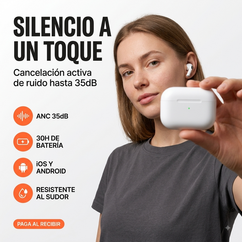 New Pro 3 Ultra 2027 - Audífonos Inalámbricos con Cancelación de Ruido ANC, Traducción real, Modo ambiente, sensores cardiacos y más| Estuche Carga Inalámbrica | Envío GRATIS Ecuador