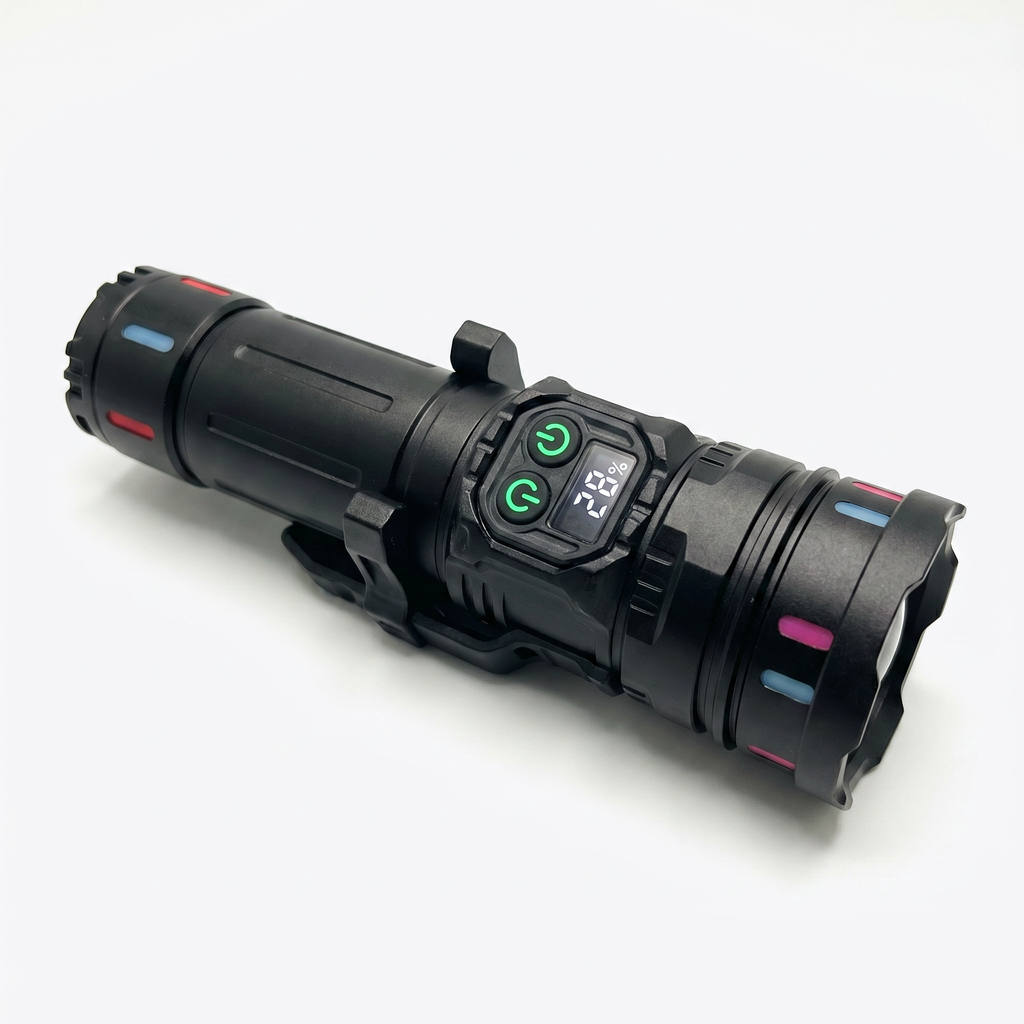 linterna-tactica-luz-lateral-4-modos-bateria-18650-recargable-campo-ecuador
