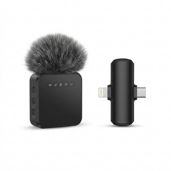 Micrófono Inalámbrico para iPhone y Android con Cancelación de Ruido - Baja Latencia | USB-C y Lightning | Elige 1 o 2 Micrófonos | Ecuador