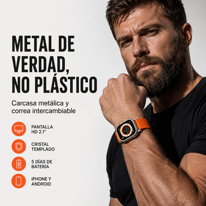 DT Ultra 3 Android Smartwatch: SIM 4G + Cámara + 16GB + GPS + Audífonos Bluetooth | 2 Correas + ENVÍO GRATIS Ecuador