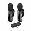 Set 2 Micrófonos Inalámbricos con Cancelación de Ruido ENC - Receptor 2 en 1 Lightning y USB-C | Alcance 25m | Pantalla Digital | Ecuador
