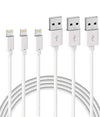 Set 3 Cables Lightning Apple MFI Certificados 1 Metro - Calidad Original surtidos | Carga y Datos | Compatible iPhone y iPad | Ecuador