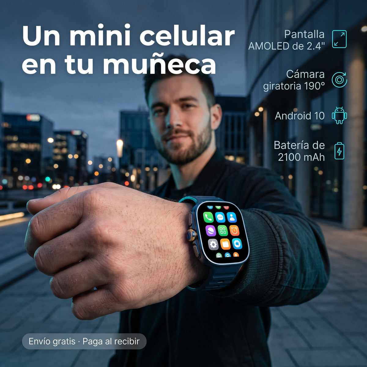 Reloj Inteligente M99 Pantalla AMOLED 6.1 cm con Cámara Giratoria 190°, Android 10 y Batería 2100 mAh | Ecuador